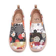 This awesome looking pair of shoes is just like a little work of art: New Uin Shoes Woman Loafers Japan Series Hana Design Casual Canvas Loafer Shoes Art Painted Ladies Soft Sneaker Lightweight Aliexpress