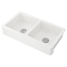 Havsen Apron Front Double Bowl Sink White Ikea In 2020 Double Bowl Sink Sink Apron Front Sink