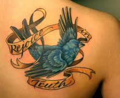 Blue Bird And Rose Tattoo Bluebird And Gold Ribbon Tattoo Birds Tattoo Bluebird Tattoo Bird Tattoo Back