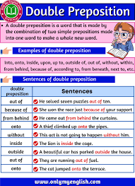 Each line should start with a preposition. Double Preposition Definition Examples And List Onlymyenglish