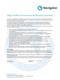 Health and safety policy policy owner: 002 Health Safety Environment Policy Statement Safety Business