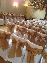 hessian bow with chair covers chair covers wedding wedding chair sashes white chair covers