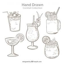 Black And White Lemonade Pitcher Clipart Download Hand Drawn Cocktail Collection With Sketchy Style For Free How To Draw Hands Cocktail Illustration Menu Illustration