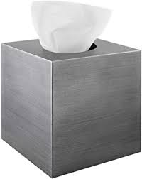 Amazon Com Luxspire Resin Paper Tissue Box Cover Holder Square Facial Tissue Case Pumping Paper Roll Toilet Paper Holder Napkin Dispenser For Office Bedroom Car Bathroom Vanity Accessories Decor Silver Gray Home