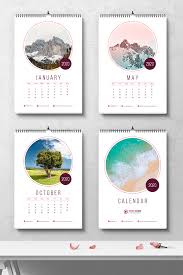 Creative Wall Calendar 2020 With Circle Placeholder Images Ready Made Template Creative Calendar Wall Calendar Design Calendar Design Template