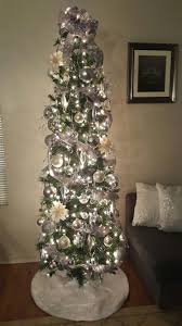White And Silver Slim Christmas Tree Skinny Christmas Tree Decorations Pencil Christmas Tree Skinny Christmas Tree