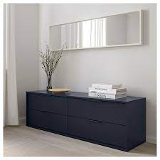 Nordmela Kommode Mit 4 Schubladen Schwarzblau 159x50 Cm Ikea Deutschland Haus Ikea Lagerung Wohn Design