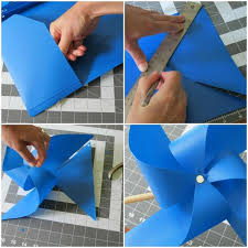 Windrad Basteln Ideen Plastik Anleitung Diy Blau Quadrat Lineal Ecken Reisszwecke Windrad Basteln Windrad Basteln