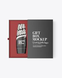 Download Gift Box With Cosmetic Tube Mockup In Box Mockups On Yellow Images Object Mockups