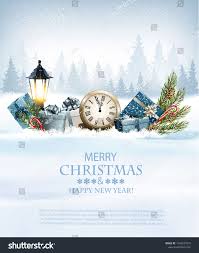 Christmas Holiday Background With Presents And A Clock Vector Background Holiday Christmas Vector Holiday Background Christmas Vectors Christmas Holidays