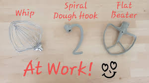 whip, spiral dough hook, flat beater