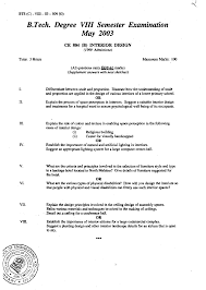 Interior Design Exam Paper May 2003 Civil Engineering 8th Semester Docsity