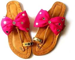 Ryka Kolhapuri Pink Mirror Bow Designer Hand Made Slippers