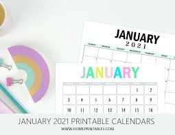 Monthly calendars and planners for every day, week, month and year with fields for entries and notes January 2021 Calendar For Instant Download