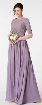 Wisteria Purple Modest Bridesmaid Dress With Elbow Sleeves Modest Bridesmaid Dresses Bridesmaid Dresses With Sleeves Lace Bridesmaids Gowns