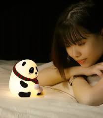 2020 new panda silicone night light children girls bedroom bedside night  lamp baby creative gift pat light
