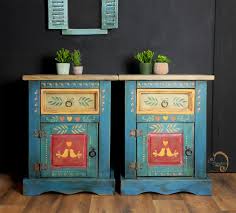 Bedside Tables Graphit Country Cabinets Nightstands Vintage Etsy Boho Furniture Painted Night Stands Hand Painted Furniture