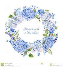 Round Frame Blue Hydrangea Other Flowers Watercolor Wreath Can Be Used As Greeting Card Background Valenti Wreath Drawing Wreath Watercolor Wreath Illustration