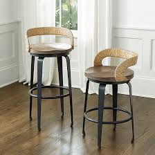 18w x 24d x 42.25h. Trevisa Curved Woven Rattan Back Metal Stools