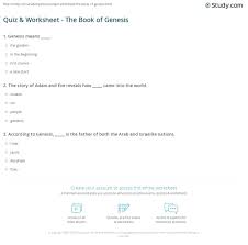 Esl worksheets, english exercises, printable grammar, vocabulary and reading comprehension esl printable grammar worksheets and exercises for kids. Quiz Worksheet The Book Of Genesis Study Com