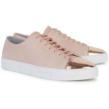 Axel Arigato Light Pink Leather Trainers 175 Liked On Polyvore Featuring Shoes Sneakers Rose Gold Metallic Shoes Light Pink Sneakers Metallic Gold Shoes
