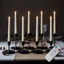 Amazon Com Lights4fun Inc Set Of 8 Truglow Ivory Wax Flameless Led Battery Operated Taper Candles With Remote Control Home Improvement