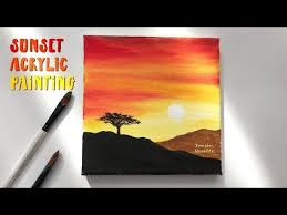 Learn how to paint a sunset with hot air balloon silhouettes afloat in the sky over a tree line. How To Paint Easy Sunset 05 2021