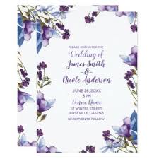 Delicate Spring Flowers Purple Floral Wedding Invitation Zazzle Com Floral Wedding Invitations Floral Wedding Floral Invitation