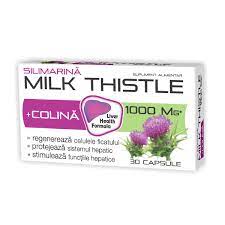 Silimarina susține bună funcționare a ficatului prin sprijinirea regenerării celulelor hepatice, contribuind la procesul de detoxifiere a acestuia. SilimarinÄƒ Colina Milk Thistle 1000mg 30 Capsule Natur Farmacia Tei