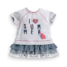 2015 New Little Maven Baby Girl Children I Love Summer Dress Grey Cotton Top Lace Skirt