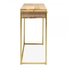 Darlah antique medium firewood accent table. Natural Brass Orson Console Table With 3 Drawers Modern Storage