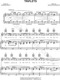 If you're completely new to triplets, save these (and the following half note triplet) for later. Arthur Schwartz Triplets Sheet Music In Bb Major Download Print Sku Mn0125737