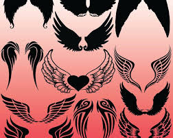 12 Angel Wings Silhouette Bilder Digital Clipart Bilder Clipart Design Elemente Instant Download Schwarze Silhouette Clipart Con Imagenes Silueta De Buho Siluetas