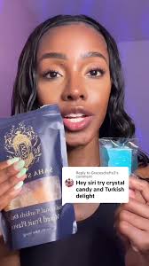 Replying to @Gracesdrafts3 Siri tries Blue raspberry Silky Gem with turkish  delight! 😋 What combo should siri try next? @Kay✨ #Silkygem #crystalcandy  #candy #snack #mutraucau #kohakutou #asmr ...
