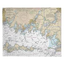 Ct Noank Mystic Stonington Ct Nautical Chart Blanket