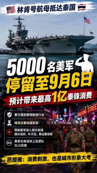 286天海上航行后终于靠岸！林肯号航母5000美军涌入芭提雅——1亿泰铢消费来了，一场大考也来了, #泰国社会 #泰国 #Thailand #泰国新闻  #芭堤雅 #美国航母抵达芭堤雅 #5000美军登陆芭堤雅
