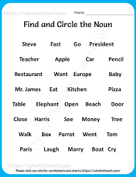 In the first, we circle the nouns which are 'cat, top, mat, rock and neck'. Nouns Worksheet 2 Your Home Teacher