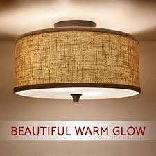 Kira Home Newport 14 Modern 2 Light Semi Flush Mount Ceiling Light Beige Linen Drum Shade Oil Rubbed Bronze Finish Farmhouse Goals