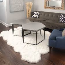 Keandre Faux Fur White Area Rug Sheepskin Rug Living Room Rugs In Living Room Fur Rug Living Room