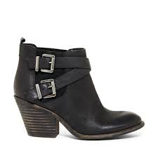 Black Booties With Brown Heel Women S Dark Brown Leather 3 Inch Stacked Heel Buckle Bootie Maris By Sole Society Boots Stylish Boots Shoes