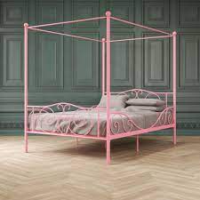 The dhp (dorel home products) canopy pink twin size bed frame is dark pink in color and holds up to 250 pounds. Dhp Canopy Metal Bed Full Size Frame Pink Walmart Com Walmart Com