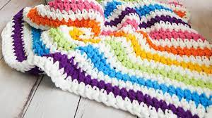 Crochet Rainbow Stripes Baby Blanket The Easiest On Youtube Youtube