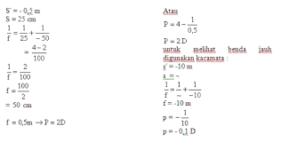 Latex1 f = 1 s + 1 s. Rumus Presbiopi Nasi