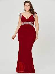 Maybe you would like to learn more about one of these? Abendkleider Lang Grosse Grossen Abiballkleider Fur Mollige V Ausschnitt Rot Jersey Mit Strass