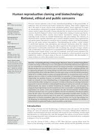 Pdf Human Reproductive Cloning And Biotechnology Rational Ethical And Public Concerns