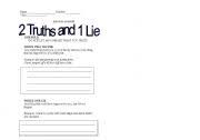 Two truths and a lie worksheet (2 member reviews) classic collection click for more information. 2 Truths 1 Lie Esl Worksheet By Annie Gillman