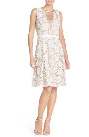 Adrianna Papell Illusion Floral Lace Fit Flare Dress Regular Petite Nordstrom Fit Flare Dress Cocktail Dress Lace Petite White Dress