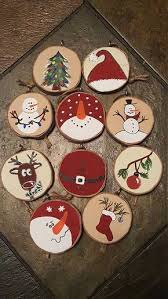 Just In Time To Decorate Your Christmas Tree Set Of 10 Ornaments Made From Wood Slices Wood Was Christmas Ornaments Christmas Crafts Wood Christmas Ornaments
