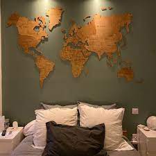 Wood Wall Art Wall Map Of The World Map Wooden Travel Push Pin Map Rustic Home 5thanniversary Dorm Decor 3d Wooden World Map Wall Decor Wood World Map World Map Wall