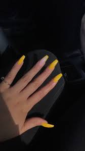 The style is so popular because it can be done in so many ways. Queena Acrylic Nails Yellow Yellow Nails Summer Acrylic Nails